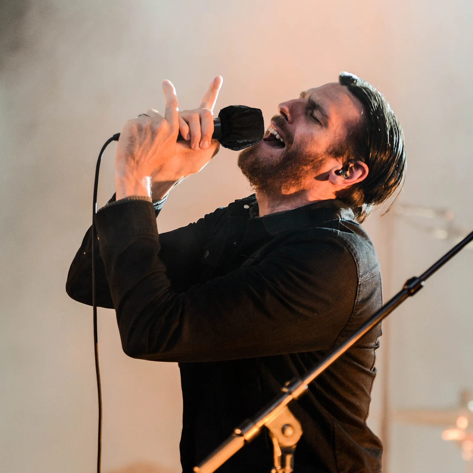 100 قطعة غطاء ميكروفون غير منسوج لملحقات الغناء Ktv سهل الاستخدام غطاء ميكروفون للاستعمال مرة واحدة Ktv ملحقات الغناء