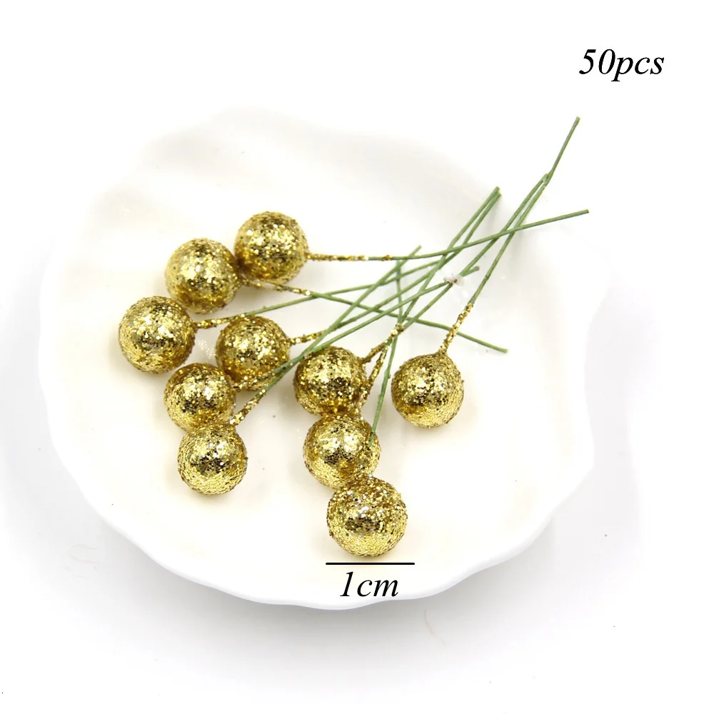 1Pack Fake Christmas Tree Pine Branches Xmas Berries For Christmas Tree DIY Wreath Decorations Noel Table Ornaments Kids Gifts