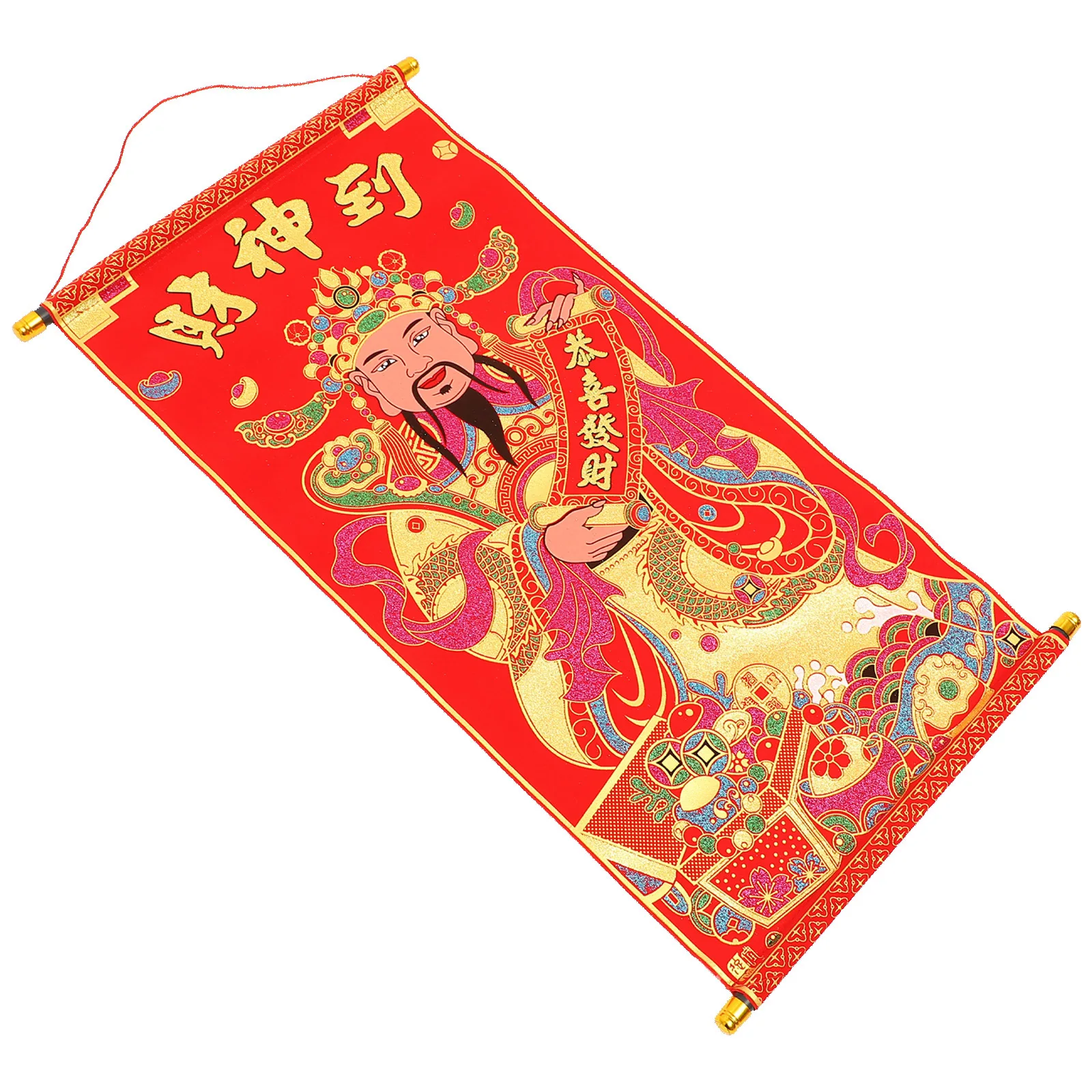 

Wealth God Painting Feng Shui Hanging Decoration Lucky Chinese Style Art for Home Office New Year Wedding Celebration Gift