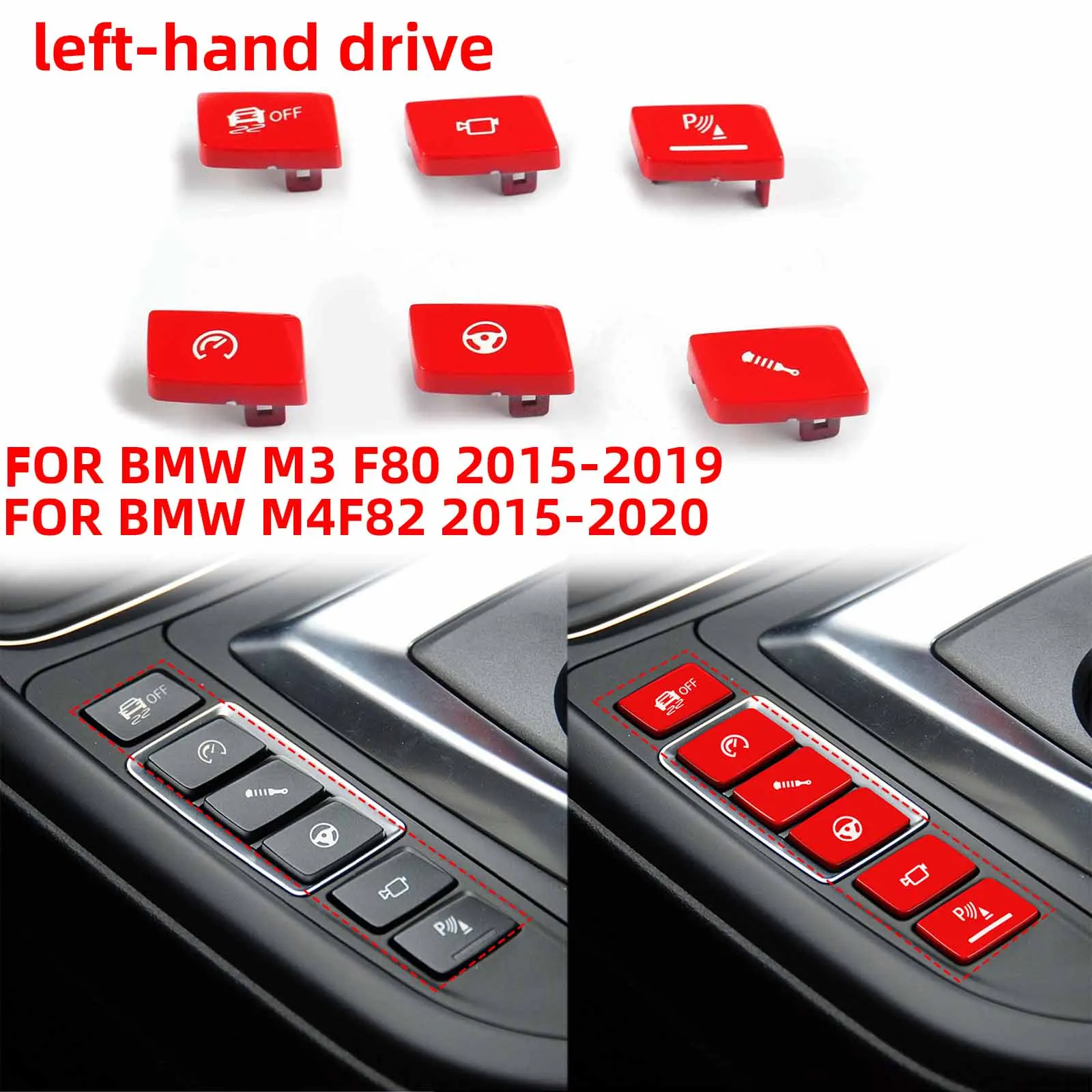 New Car Throttle response Suspension adjustment ESP Antislip Radar Sensor Button For BMW M3 F80 2015-2019 M4 F82 2015-2020 Red