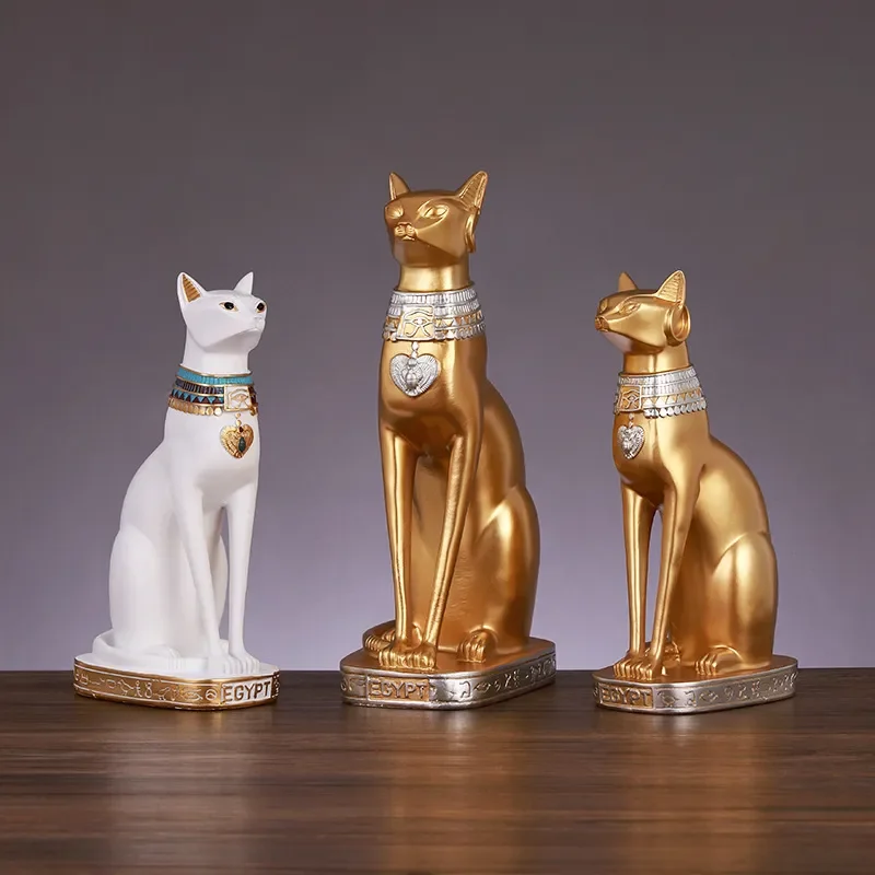 Creative Egyptian Cat God Patron Saint Ornament Home Living Room Wine Cabinet Decoration Personalized Lucky Cat Resin Crafts