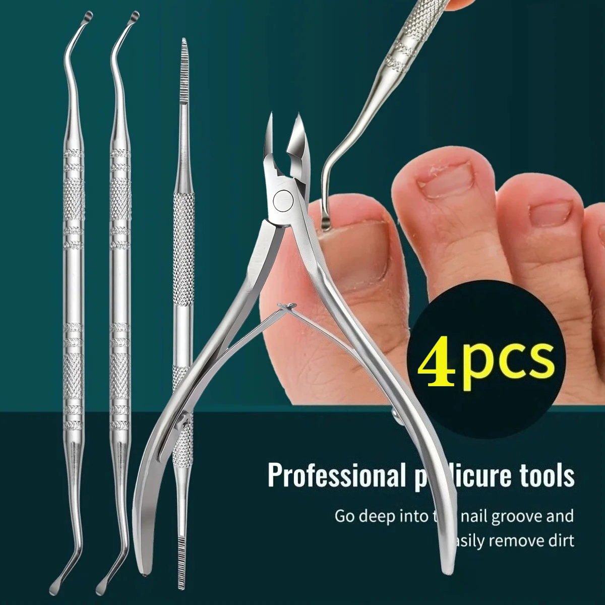 Professional 1/3/5pcsPedicure Tools - Nail Groove Cleaner, Nail File, And Toenail Lifter - Anti-Slip Design For Safe Nail Care