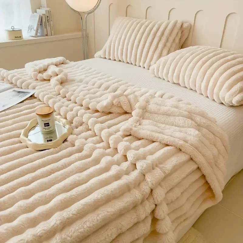 

New Artificial Rabbit Plush Autumn Warm Blankets for Beds Soft Coral Fleece Sofa Throw Blanket Comfortable Thicken Bed Sheet