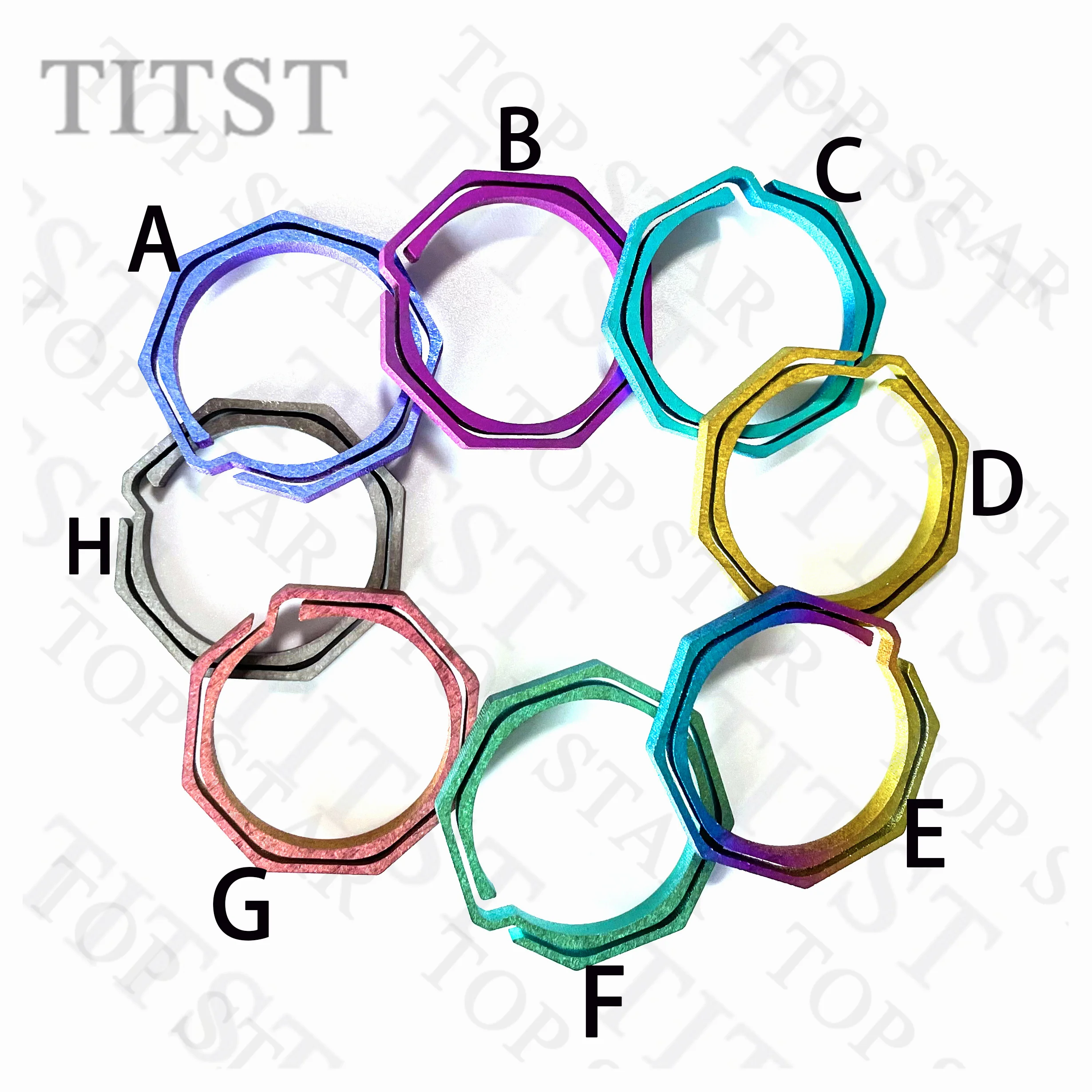 TITST  Titanium Alloy Key Rings Keychains Square Octagon Pendant Buckle Man Car Keychain for Male Creativity Gift