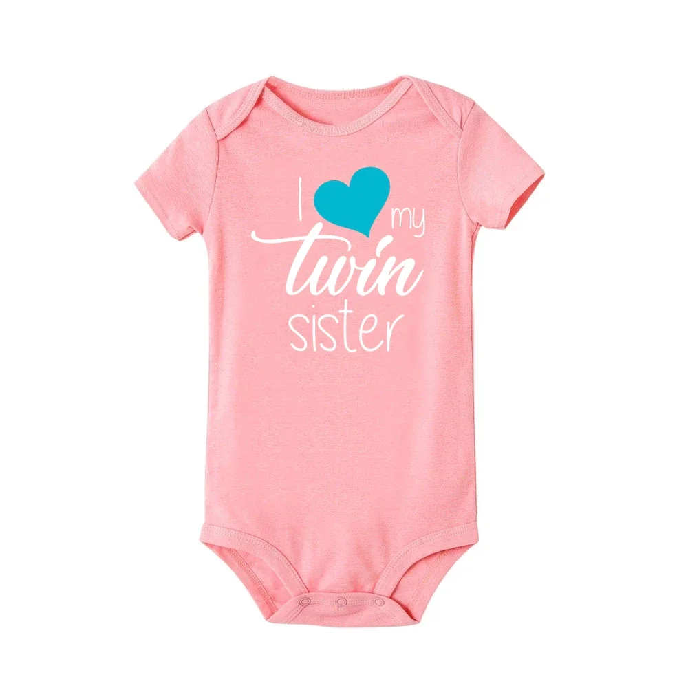 Twins Infant Bodysuit I Love My Twin Sister Brother Newborn Boys Girl Short Sleeve Jumpsuit Toddler Clothes Baby Gift Romper