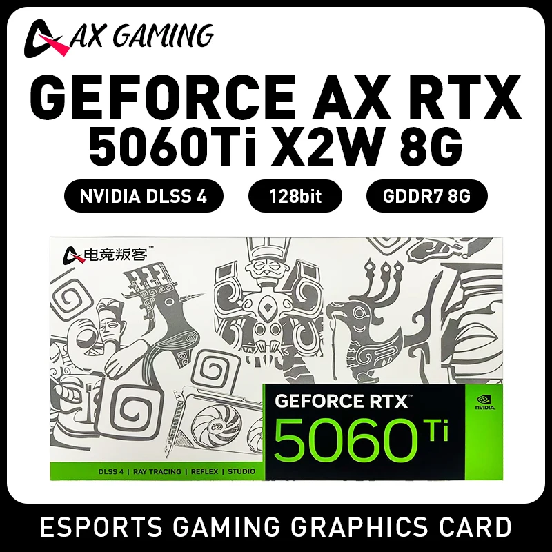 

AX Gaming RTX 5060 Ti X2W OC 8GB GDDR7 - 128-Bit, 448GB/s Bandwidth, DLSS 4, White Gaming GPU Graphics Card Video Card