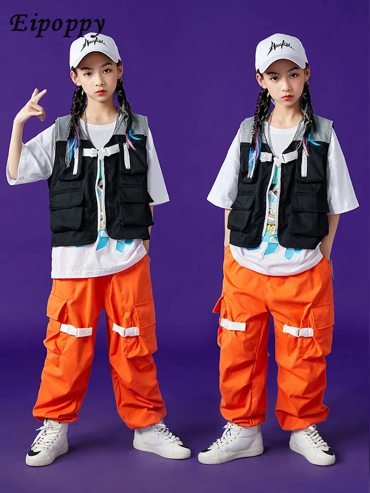 Boys' Hip Hop Trendy Clothes Functional Vest Suit Summer Hip Hop Performance Clothes Jazz Costumes Girls