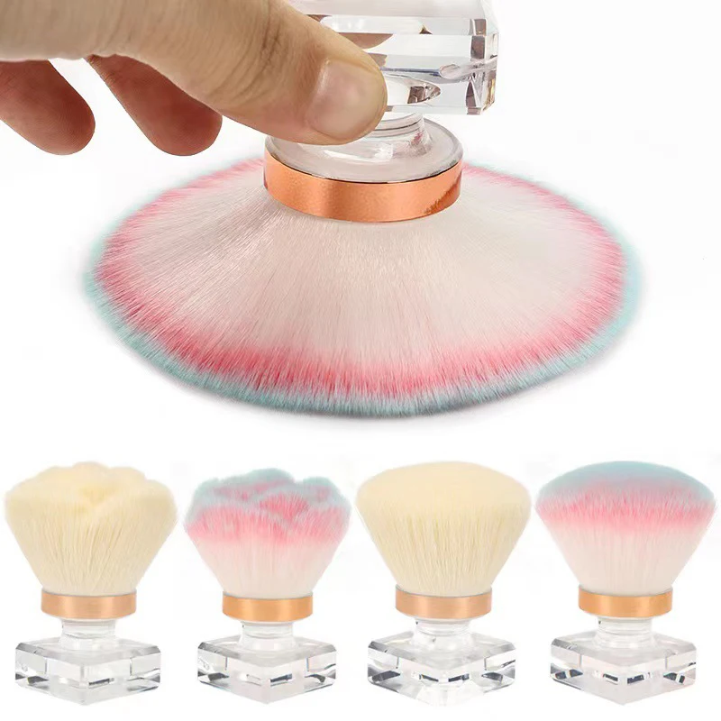 Rose Crystal Nail Brush Transparent Paint Gel Vacuum Brush Nail Enhancement Tool Powder Blusher Makeup Brush