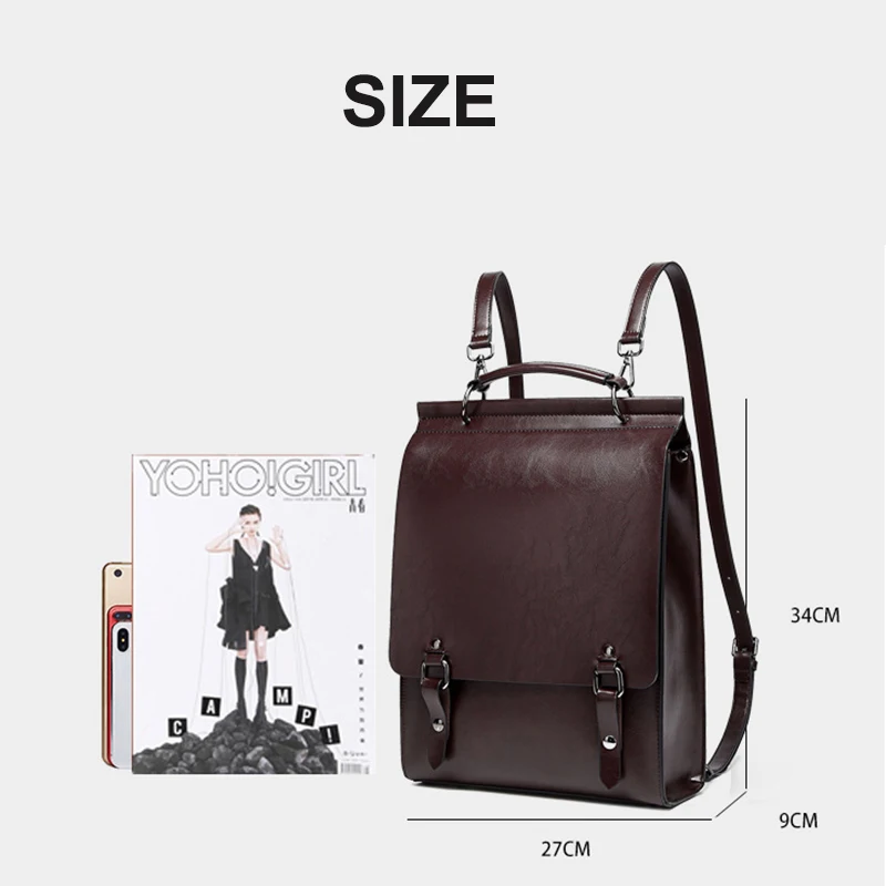 Fashionable new leather backpack for women, British college style backpack, college commuting cowhide backpack image 4