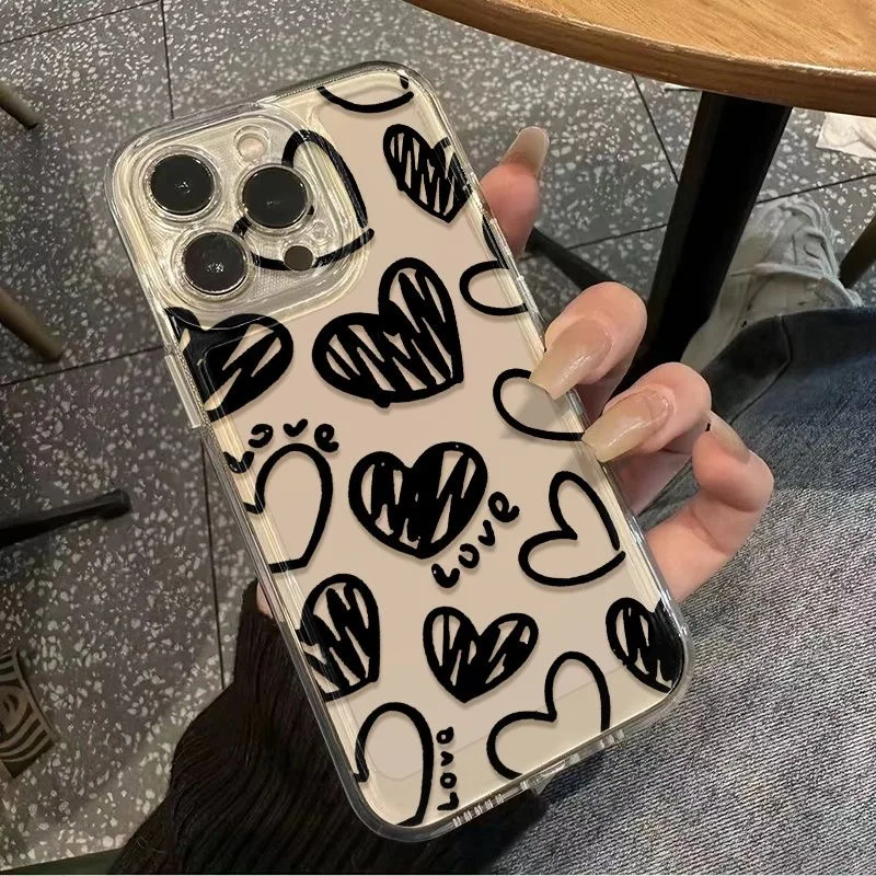 White Love Love Phone Case For Samsung S25 S24 S23 S22 S21 S20 FE Note20 Note10 Plus Ultra Lite 5G Clear Soft TPU Cover