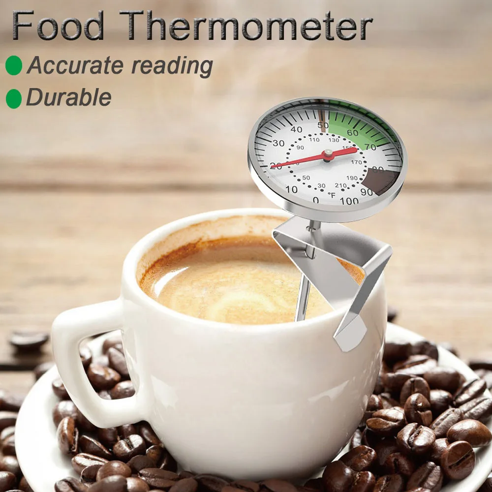 

0-100°C Food Household Thermometer Stainless Steel Coffee Milk Thermometer Adjustable Clamp Kitchen Food Cooking Drink Tool