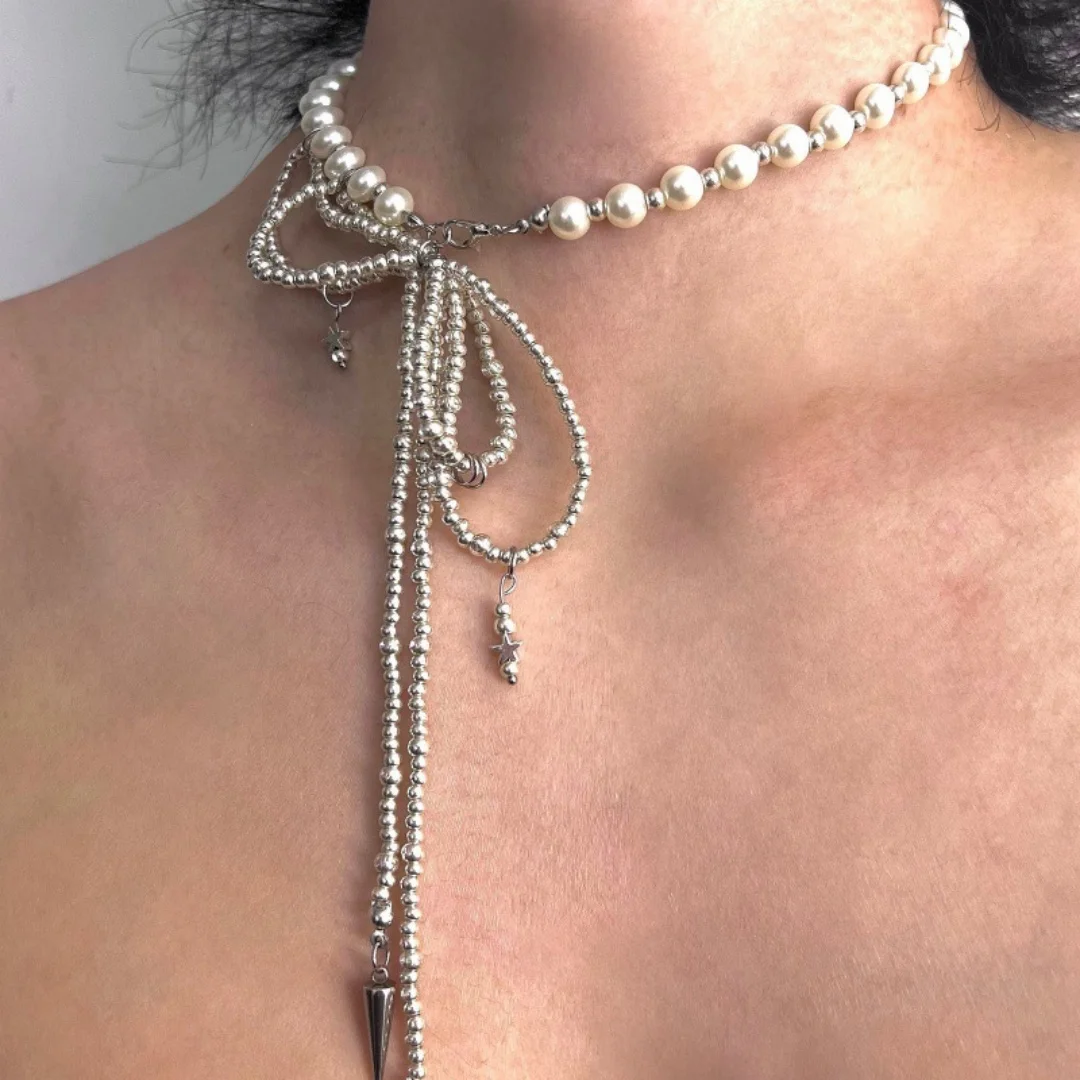 

DUTRIEUX Y2K Pearl Necklace Butterfly Beading Pendant Choker Women's Sweet Trendy Clavicle Chain Lockbone Chain Jewelry Gifts