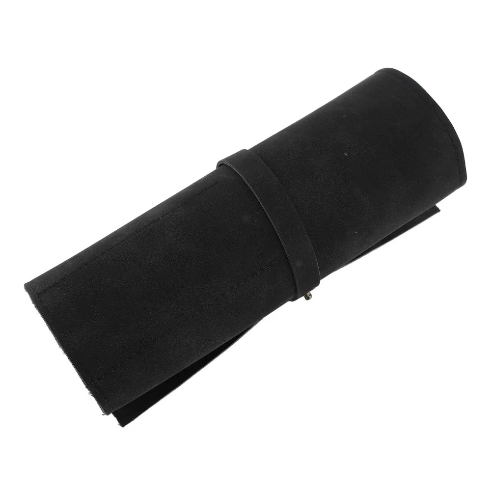Vintage Black/Brown Watch Band Storage Case PU Leather 23.5x18.3x0.2cm Watch Band Organizer Watch Band Roll Holder Travel Use