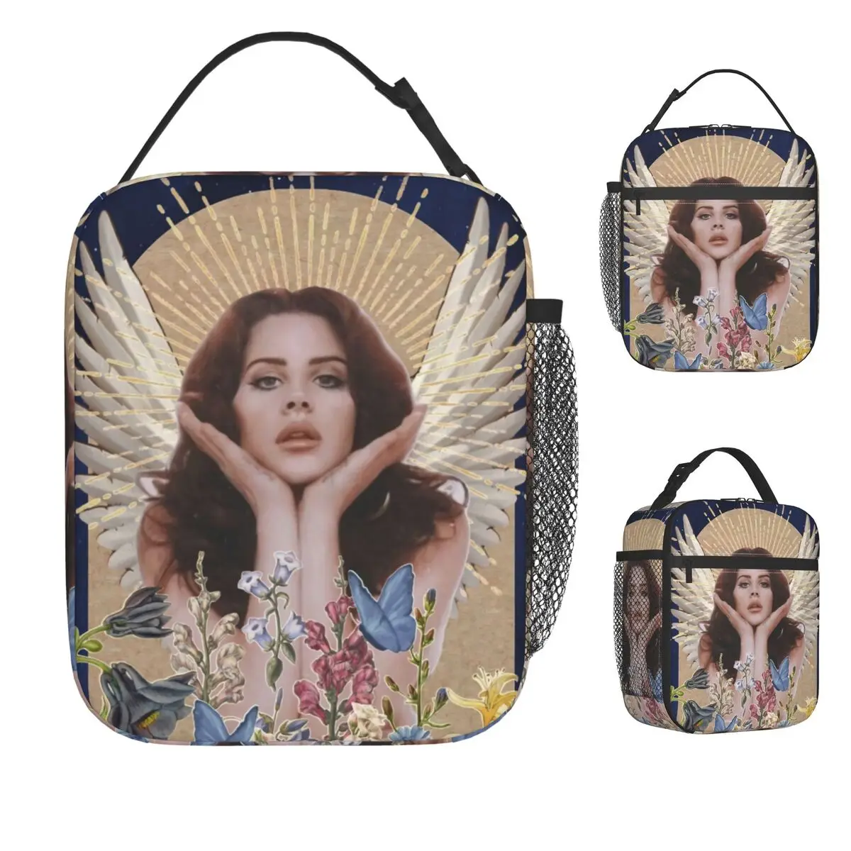 

Американская сумка для обеда Lana Del Rey, портативная коробка для обеда на молнии, сумка-холодильник с принтом для пикника на открытом воздухе, модная сумка-холодильник-оксфорд, сумки для еды