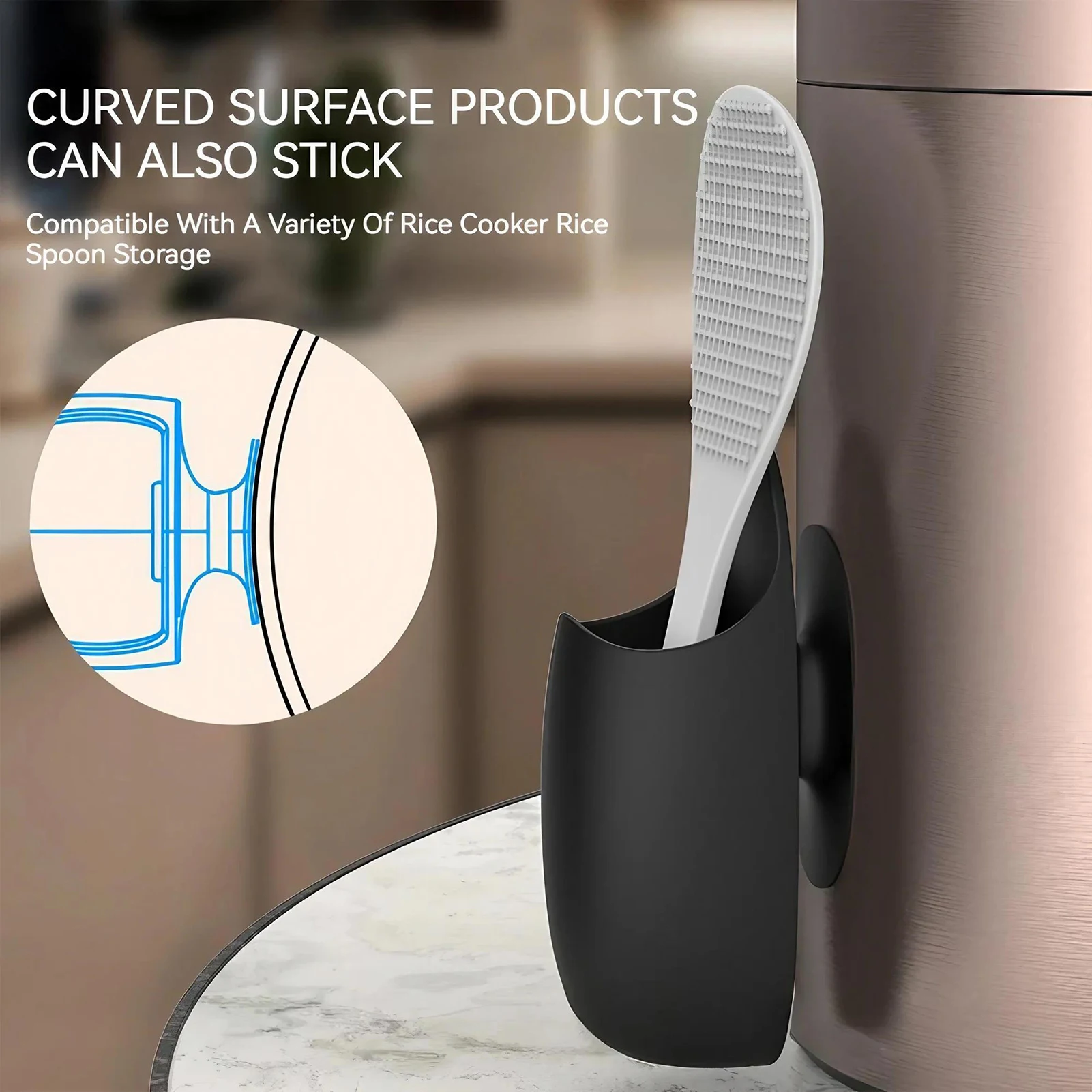 المطبخ الأرز مغرفة حامل Traceless جهاز طبخ الأرز ملعقة المنظم أدوات المائدة تخزين الرف حامل ملعقة أواني الحمام #2
