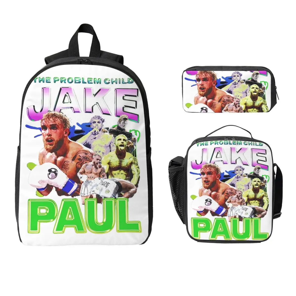 

Jake Paul Vintage 90s Style Retro Backpack Student Boy Girl BookBag School Bag Shoulder Bags 3ps Insulated Lunch Bag Pencil Case