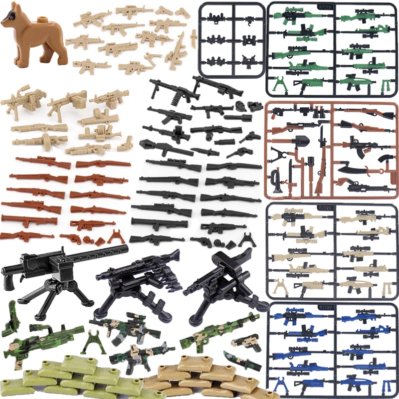 Military WW2 Building Blocks Solider Figures Toys Gifts Camouflage Weapons Guns Sandbag Cloak Equipment Accessories Mini Bricks