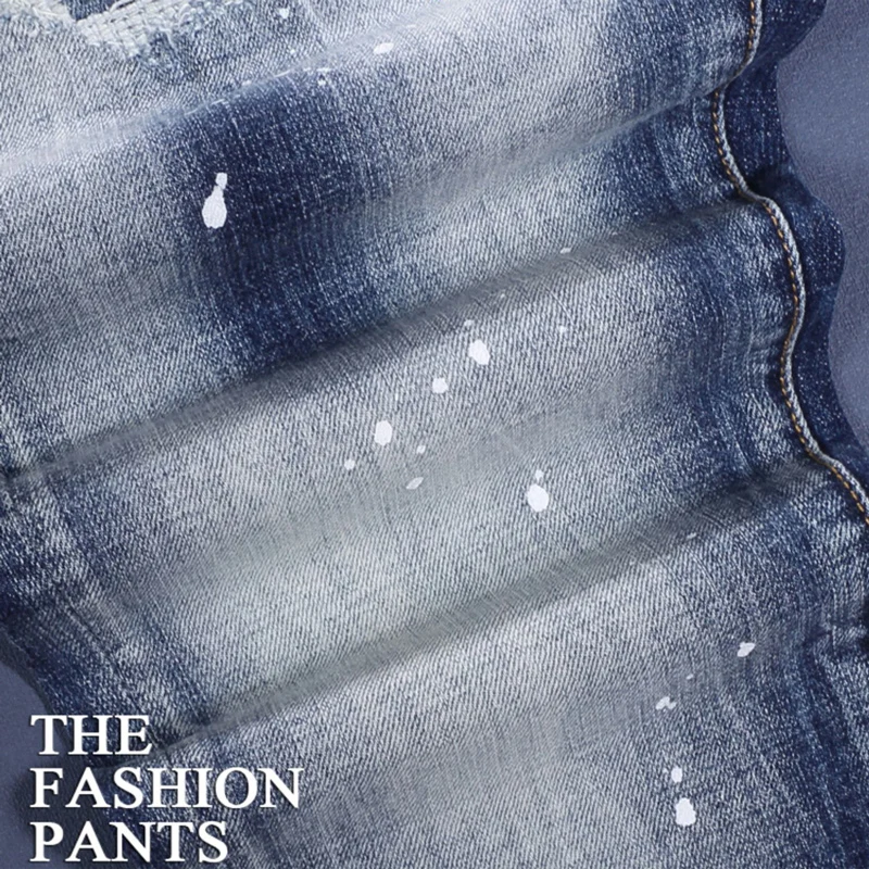 Y2k New High Quality Men's Jeans, Wrinkled, Washed, Nostalgic, Elastic, Slimming, Blue Jeans, Hip Hop Brand Pants, Hombre