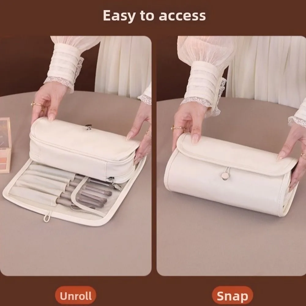 Waterproof Makeup Brush Bag Large Capacity Save Space Cosmetic Storage Bag Dust-proof Folding Roll Cosmetic Bag