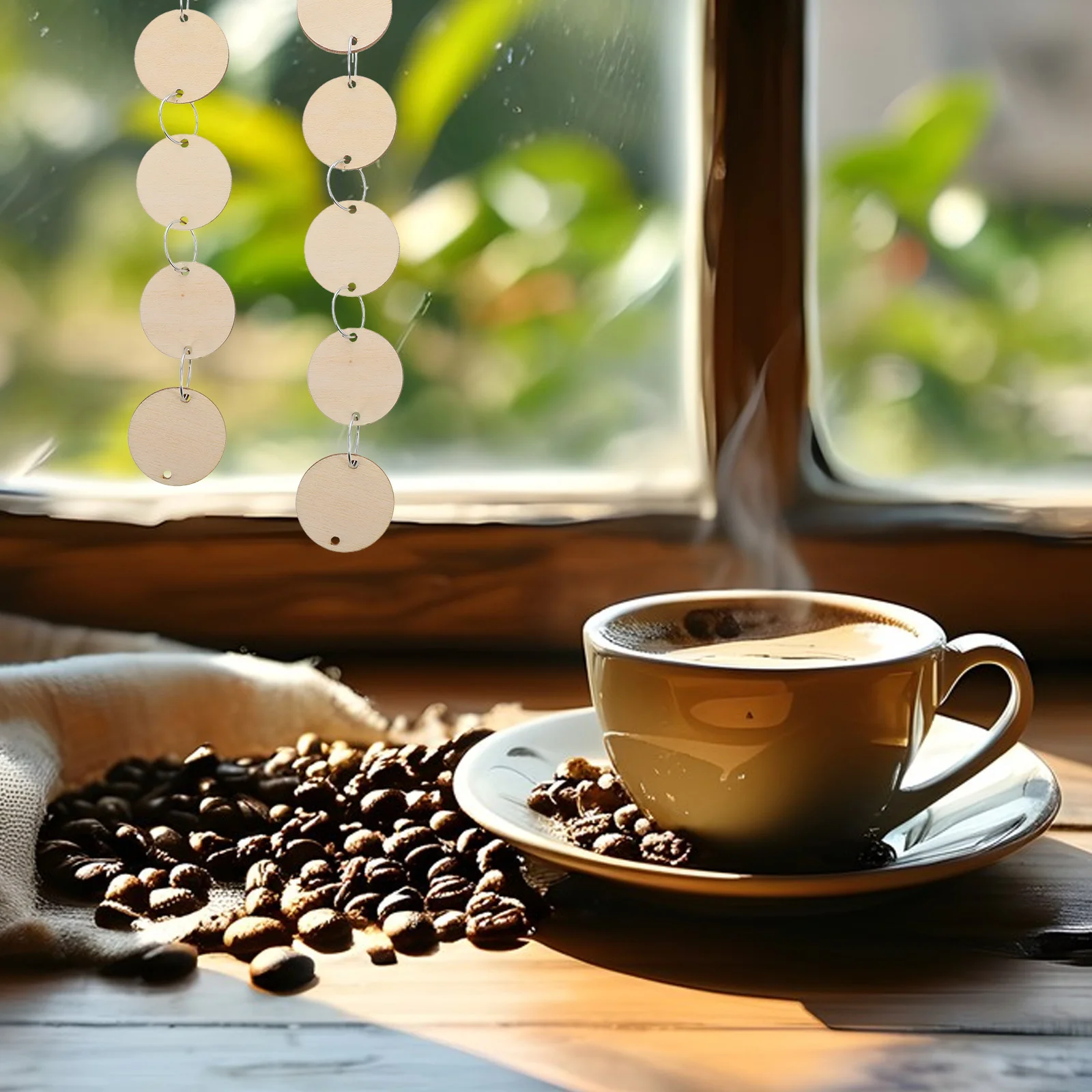 

100Pcs Calendar Tag Wooden Discs Blank Smooth Surface Hole Drilled Birthday Board Labels Reminder Record Wood Chips Iron Rings