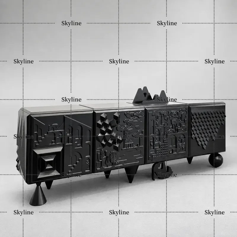 French Creative TV Cabinet & Side Locker, Handmade Relief Art Storage for Home Decor