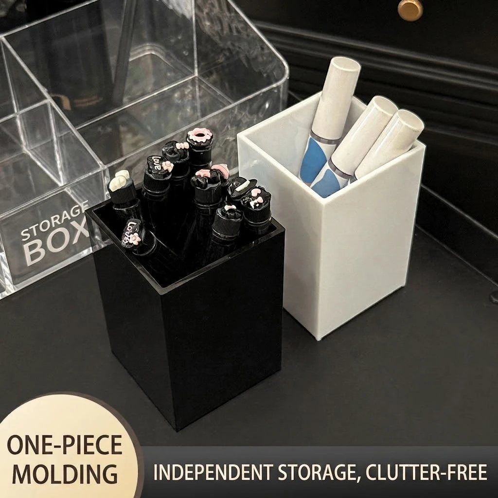 Women Eyelash Extension Tool Organizer Box, Square Desktop Makeup Storage Holder,  Cosmetic Vanity Desk Organizer