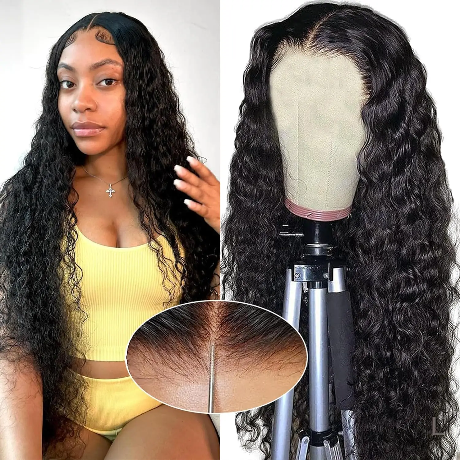 Glueless Wig Human Hair Reay To Wear 5×5 6x4 HD Lace Closure Wig 30 Inch Deep Wave Frontal Wig  Pre Cut Curly Human Hair Wigs