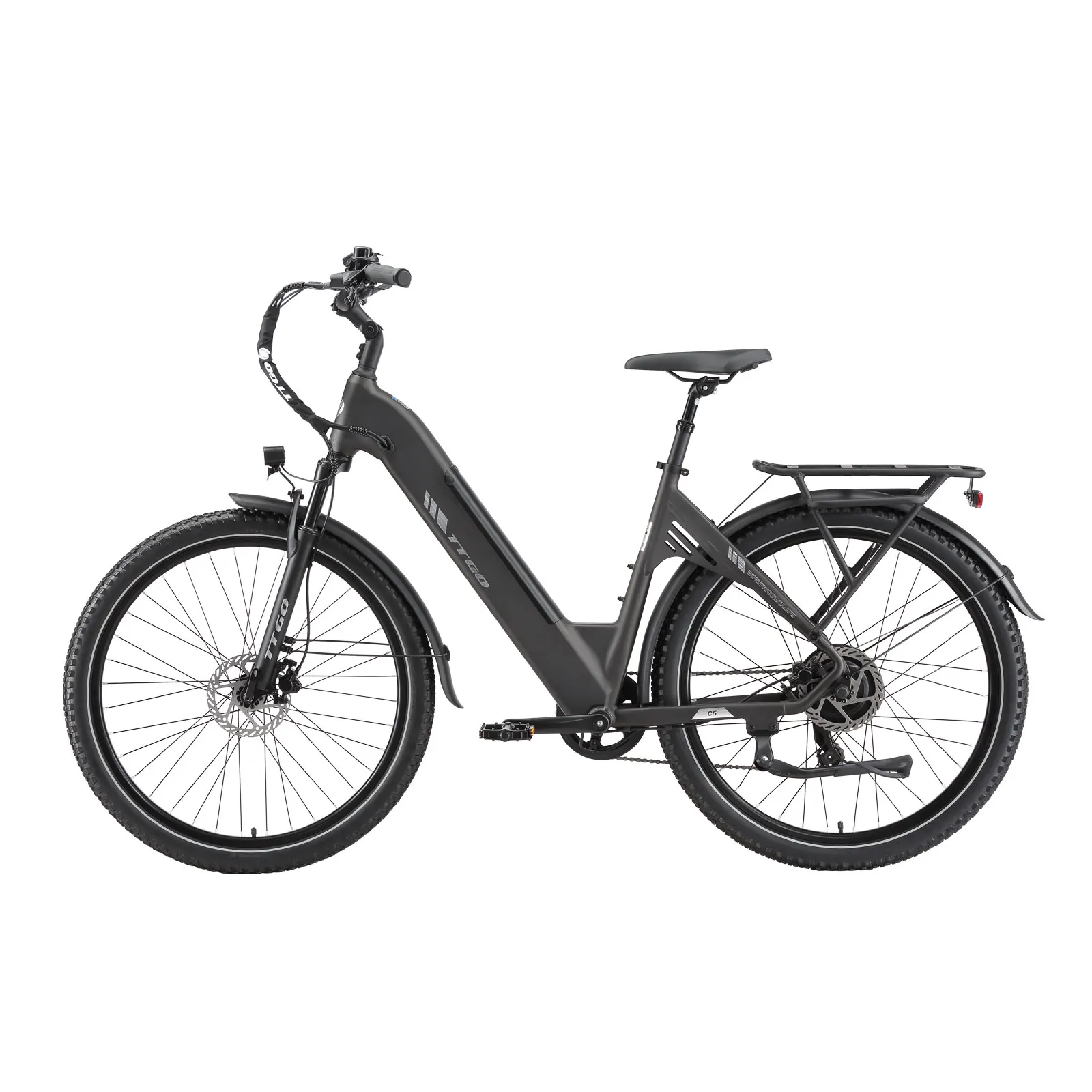 TTGO C5 City Elektrofahrrad 28"x2.4" E-Bike, 250W 648Wh Akku Erwachsenen-Elektrofahrrad, bis zu 130km Reichweite, 70Nm Motor, niedriger Trittrahmen, 7-Gang-Schaltung, hydraulische Scheibenbremsen