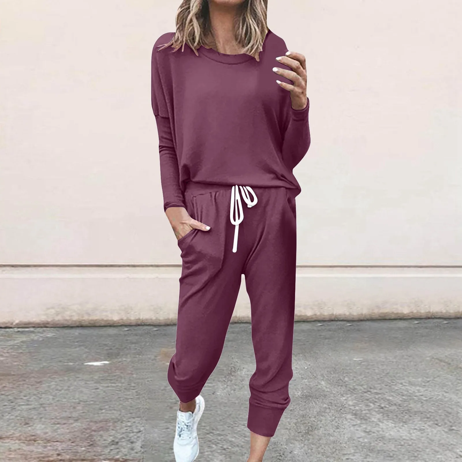 Women Autumn Casual Tracksuits 2025 Solid Color Loose Pullover Hoodies Two Piece Set Female Long Sleeve Tops Pants Sportswear