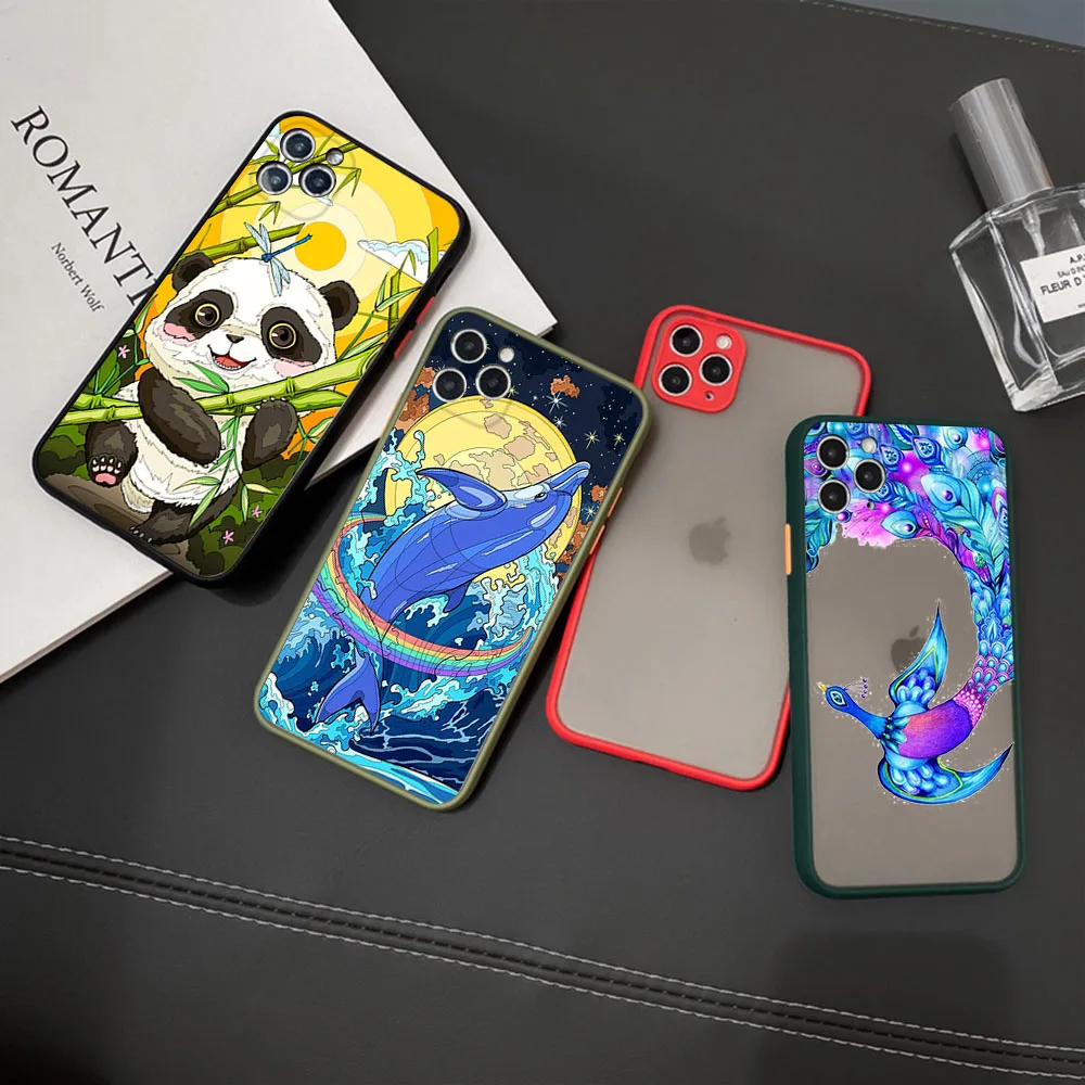 Phone Cases For iPhone 16 15 11 12 13 14 Pro Max X XR 7 8 Plus SE XS Mini Abstract Hourglass Phoenix Skin feel Translucent Cover