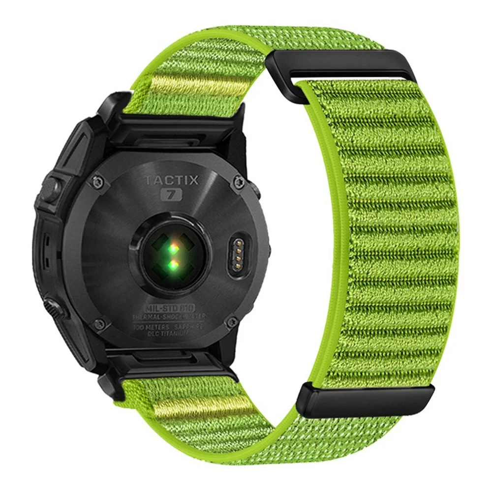 26mm Watch Band For Garmin Fenix 7X  /  7X Pro  /  6X  /  6X Pro Two-Piece Magic Tape Nylon Woven Wrist Strap - Light Green