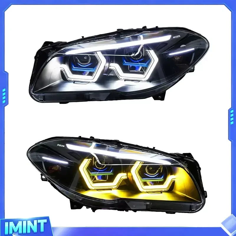 YU GUANG Headlight for 5 Series F10 Head Light 2011-2017 Upgrade Angle Eyes Dual Beam Yellow DRL F10 Led Headlight