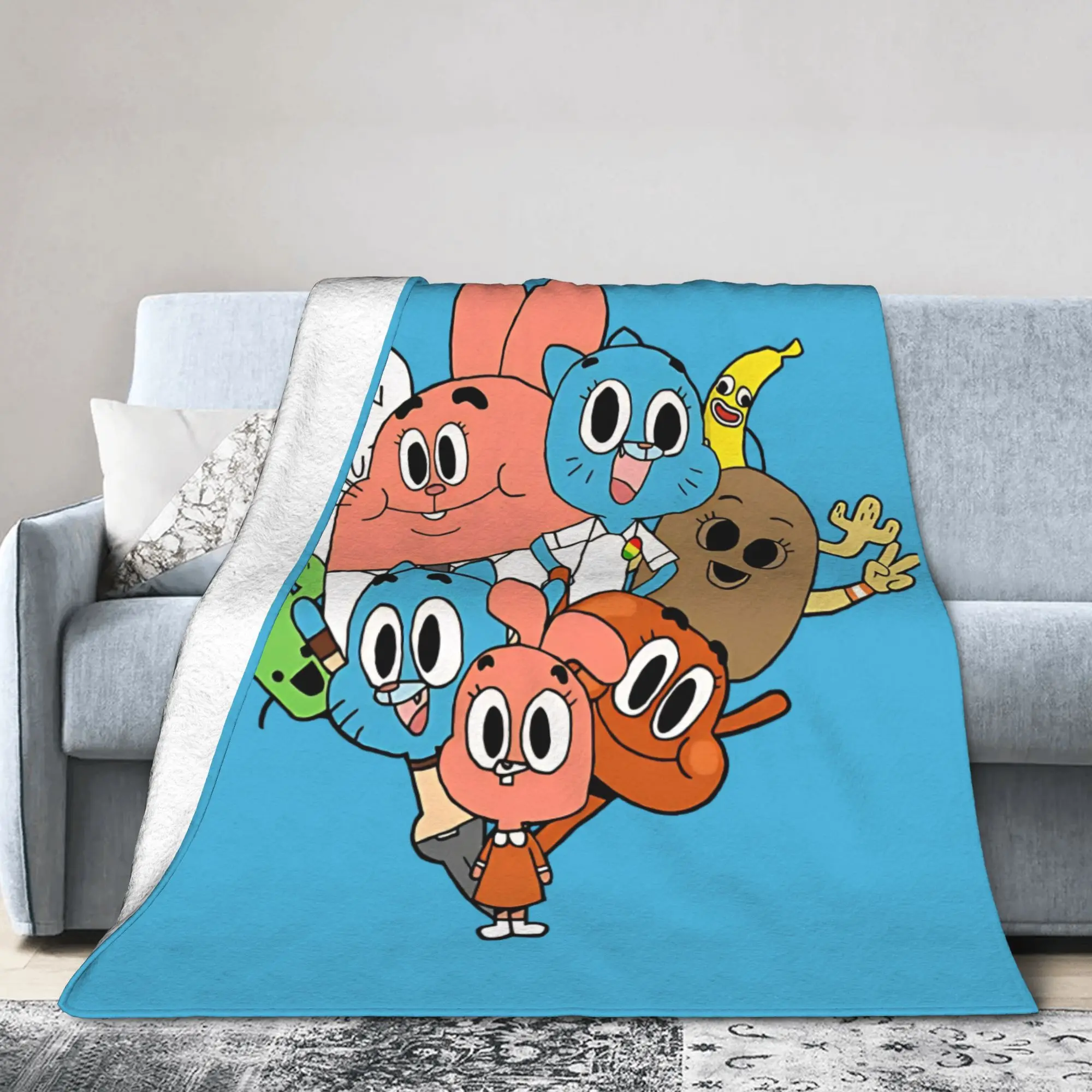 Comedy Series Cartoon Gum Ball Plush Blankets  Vintage Throw Blanket for  Sofa Bedding Lounge 200x150cm Rug Piece