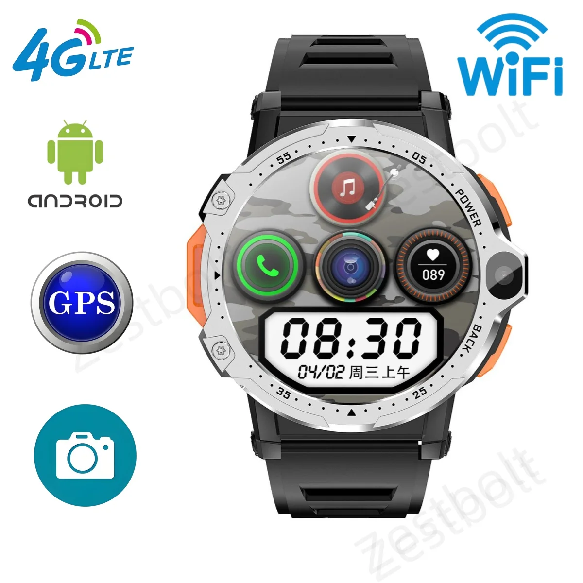 

4G LTE Smartwatch 1.54" GPS Dual Camera Wifi SIM NFC Rugged 64G-ROM Google Play APP Download IP67 Men Women Android Smart Watch
