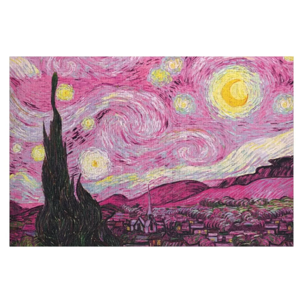 

Van Gogh - Pink Starry Night Jigsaw Puzzle Wooden Compositions For Children Custom Gift Puzzle