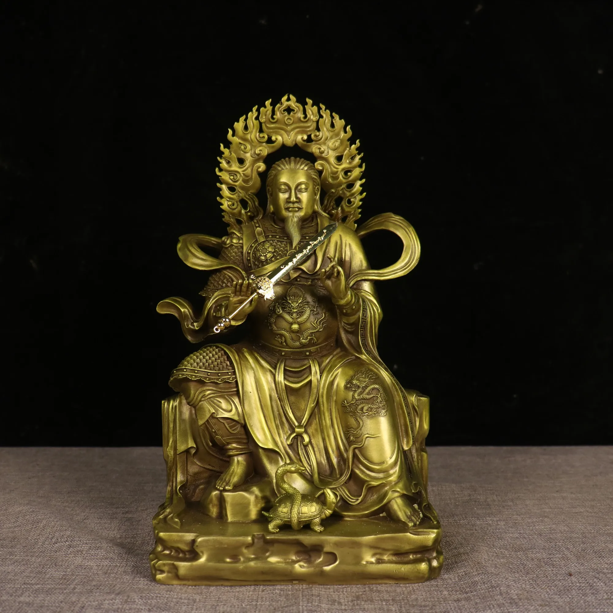 Templos nepaleses antiguos de 12 ", latón antiguo, emperador Zhenwu, Xuanwu, emperador celestial, exorcista, inmortales, salón de adoración, casa de ciudad