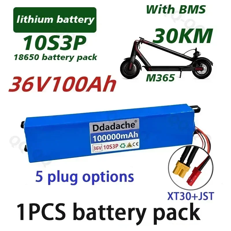 36V 100Ah 18650 lithiumbatterijpakket voor gemodificeerde fiets-scooter elektrisch voertuig met BMS High Power 500W 10S3P-configuratie