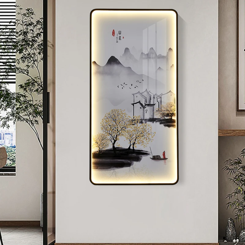 

Modern Crystal Porcelain LED Wall Lamps - Exquisite Landscape Mural Lights with Lustre for Corridor, Teahouse & Living Room