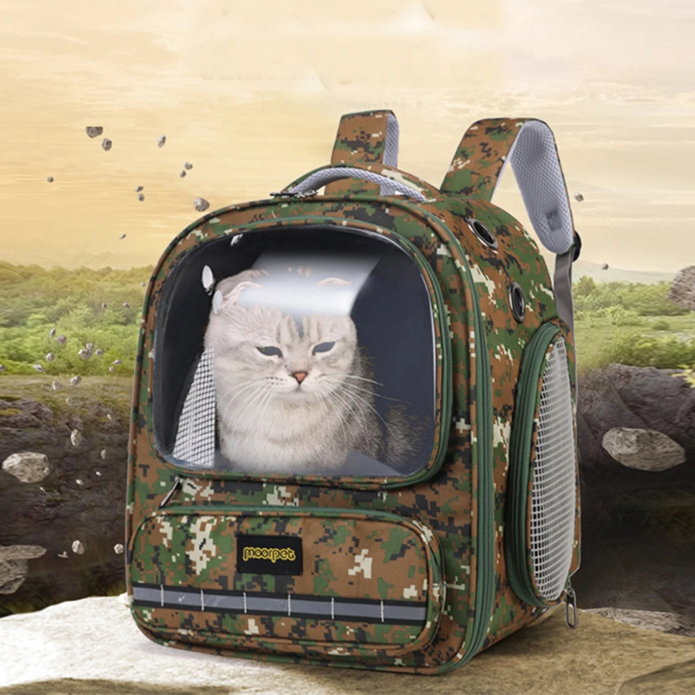 

Новая камуфляжная прозрачная сумка-переноска для домашних животных, уличный дорожный рюкзак для кошек, маленьких собак, сумка для переноски, товары для домашних животных