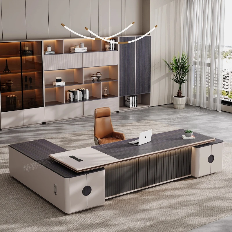 Boss Office Desk Chair Combination Filing Cabinet Computer L Shaped Executive Work Table Home L Shaped Gaming Workshop Furniture