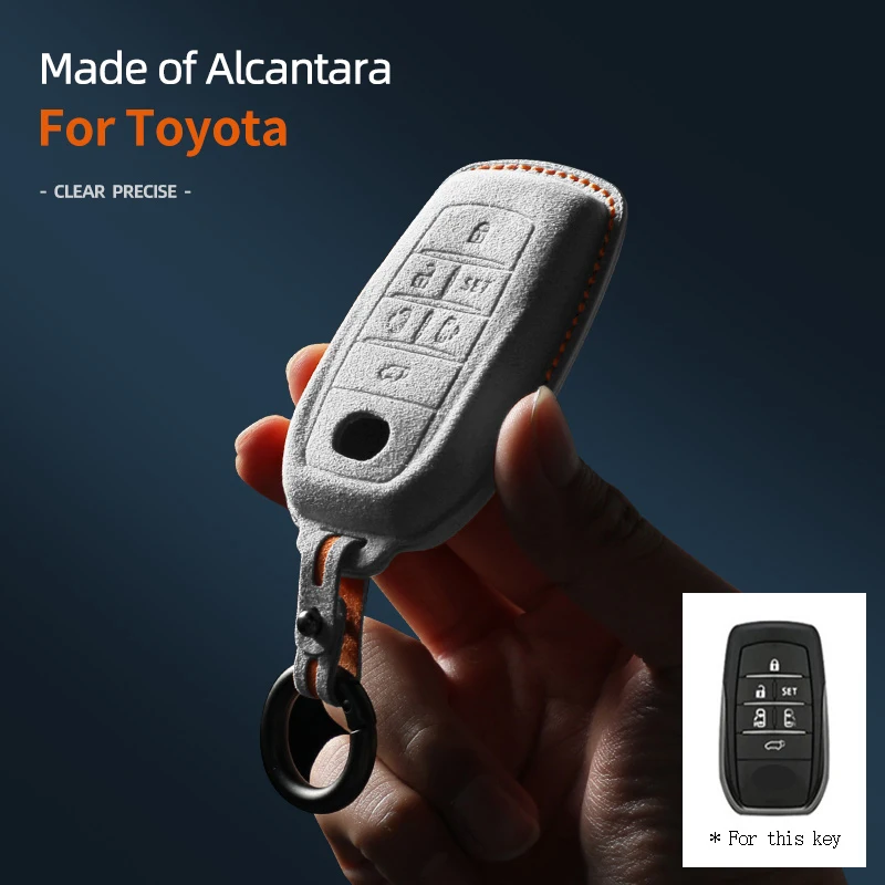 

Car Key Smart Remote Case Cover Alcantara Suede Shell For Toyota Alphard Vellfire Sienna Granvia 6 Button Keychain Accessories