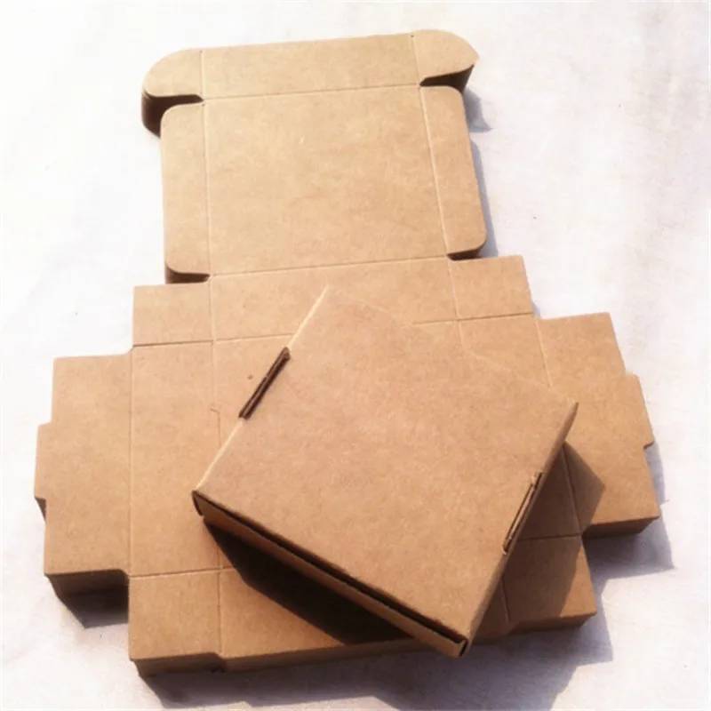 

100PCS 350GSM Thick Kraft Paper Cardboard Fold Box DIY Christmas Wedding Birthday Jewelry Handmade Soap Gifts Packaging Case