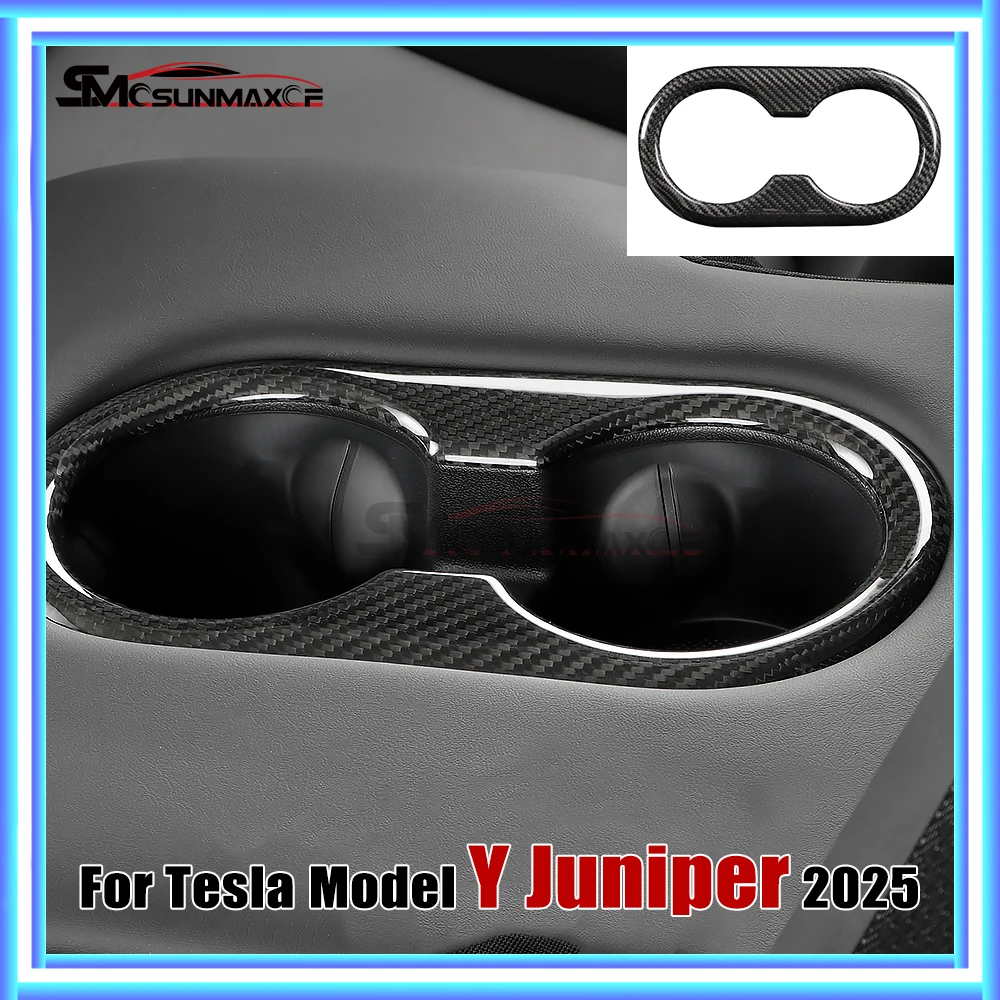 

Для Tesla Model Y Juniper 2025 года, настоящий сухой углеродное волокно, держатель для чашки на заднем сиденье, автомобильные аксессуары для салона автомобиля