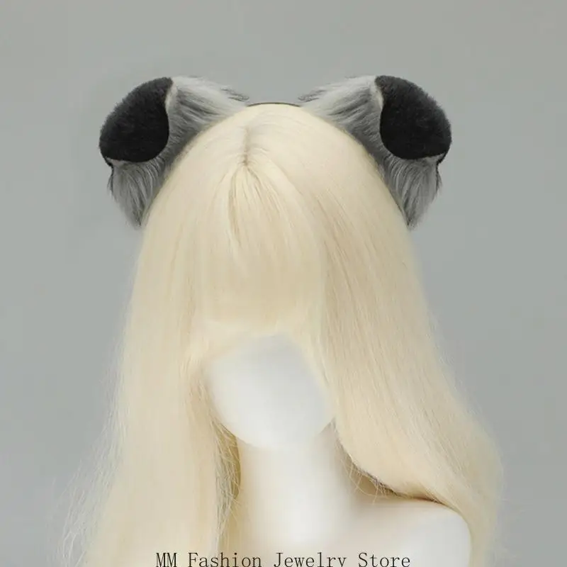 D0UB ぬいぐるみ動物ヘアバンド フロッピー子犬耳付き 快適な伸縮性のあるデザインテーマコスチュームアクセサリー 女性と女の子用