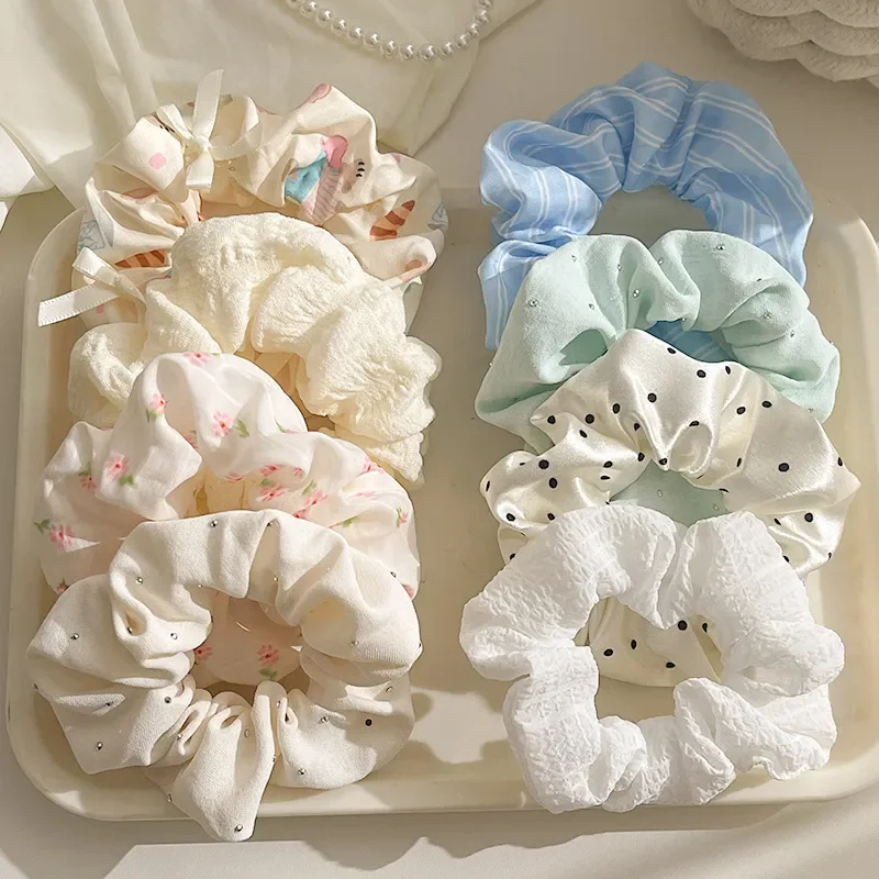 Super Fairy Polka Dot Large Intestine Hair Band for Korean Bow Sweet Headband Cute Girl Ponytail Rubber Band Headgear Hair