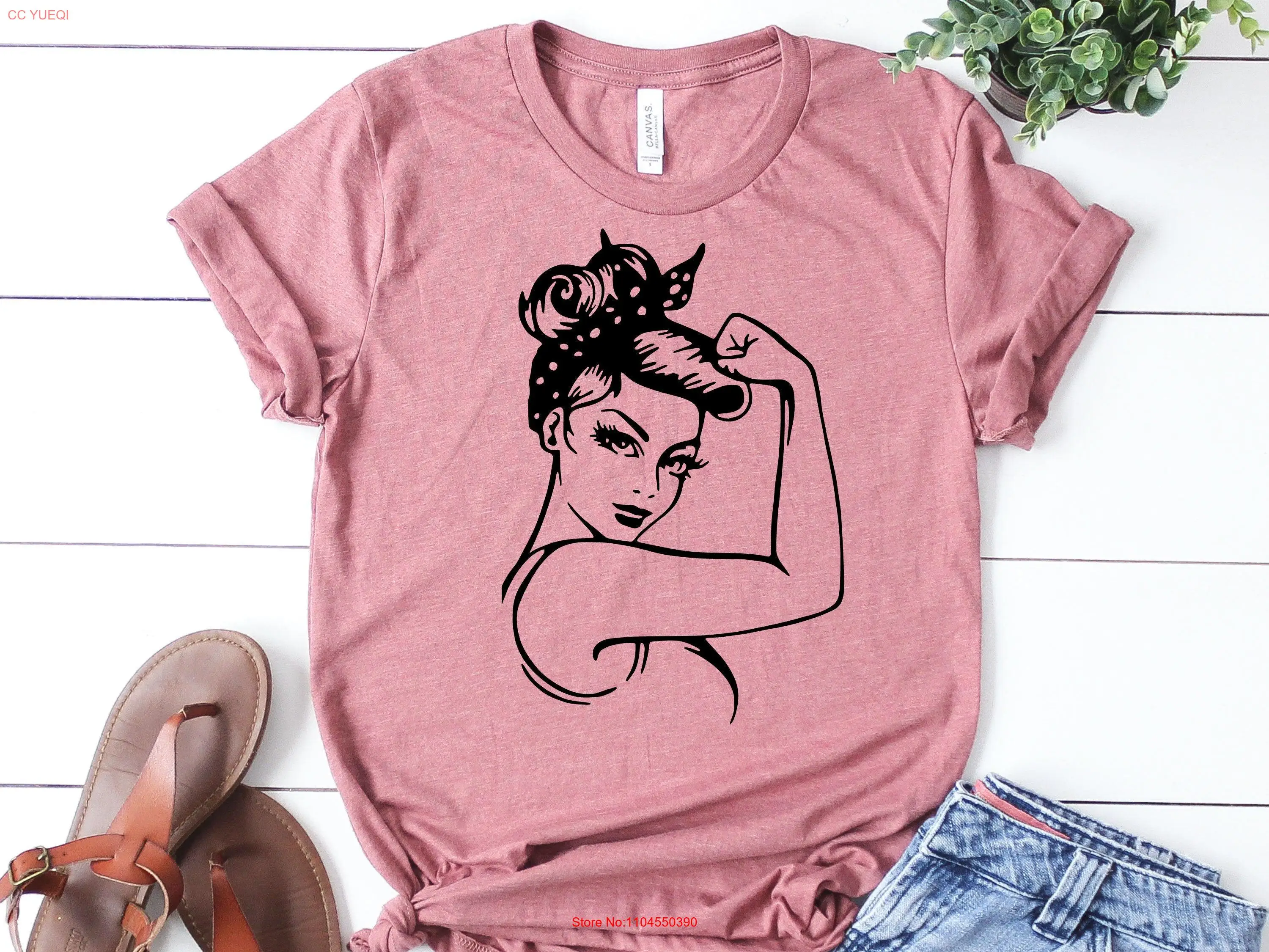 تي شيرت Power Woman مع عضلات، تي شيرت نسائي قوي للتمرين في صالة الألعاب الرياضية، قميص علوي للتدريب بأكمام طويلة أو قصيرة #1