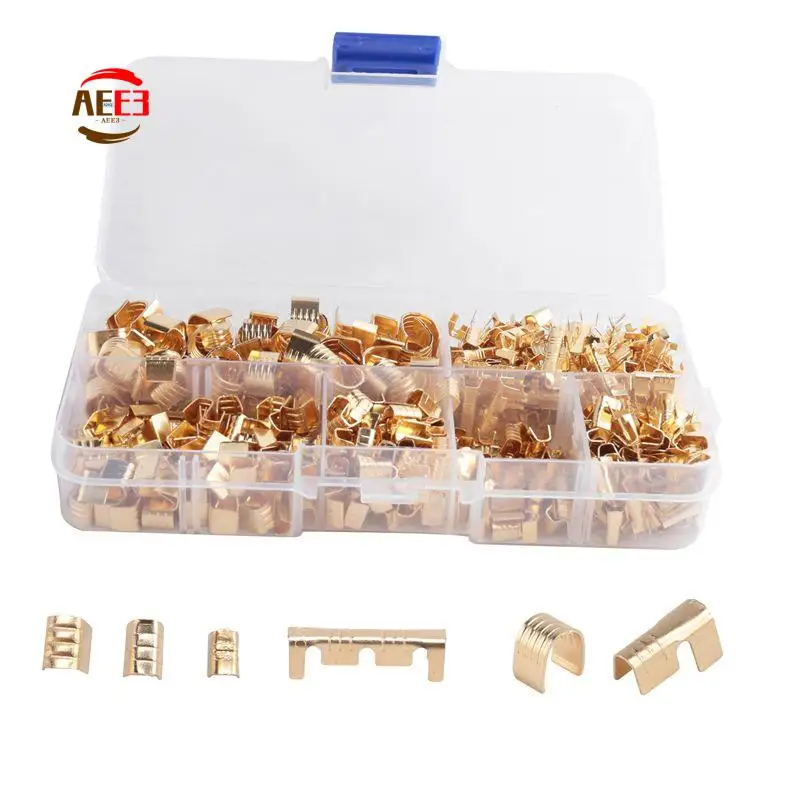AEE3-600 Pcs U Shape Copper Ring Terminals Non-Insulated Cable Wire Spade Butt Connector Kit 454A/454B/454C/459/453/452