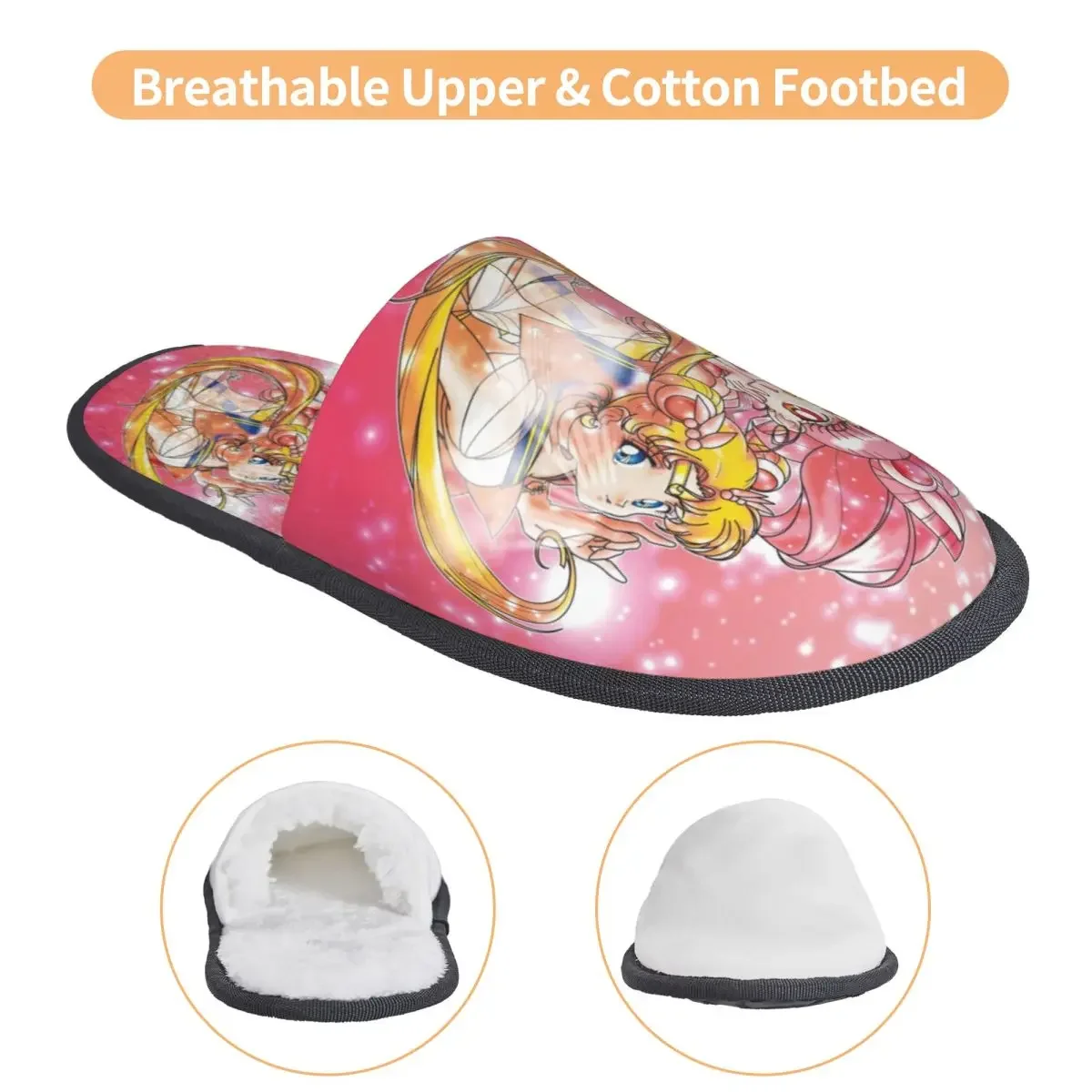 Benutzer definierte Super Segler Mond Chibi Mond Soft Memory Foam Haus Hausschuhe Frauen Anime gemütlich warm Anti-Rutsch-Slipper