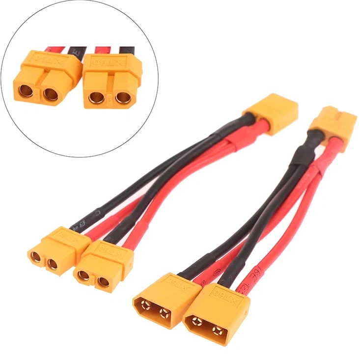 

Мужской и женский кабель, двойной удлинитель, Y-образный разветвитель, 3-сторонний силиконовый провод 14AWG, параллельный разъем батареи XT60, для радиоуправляемого двигателя