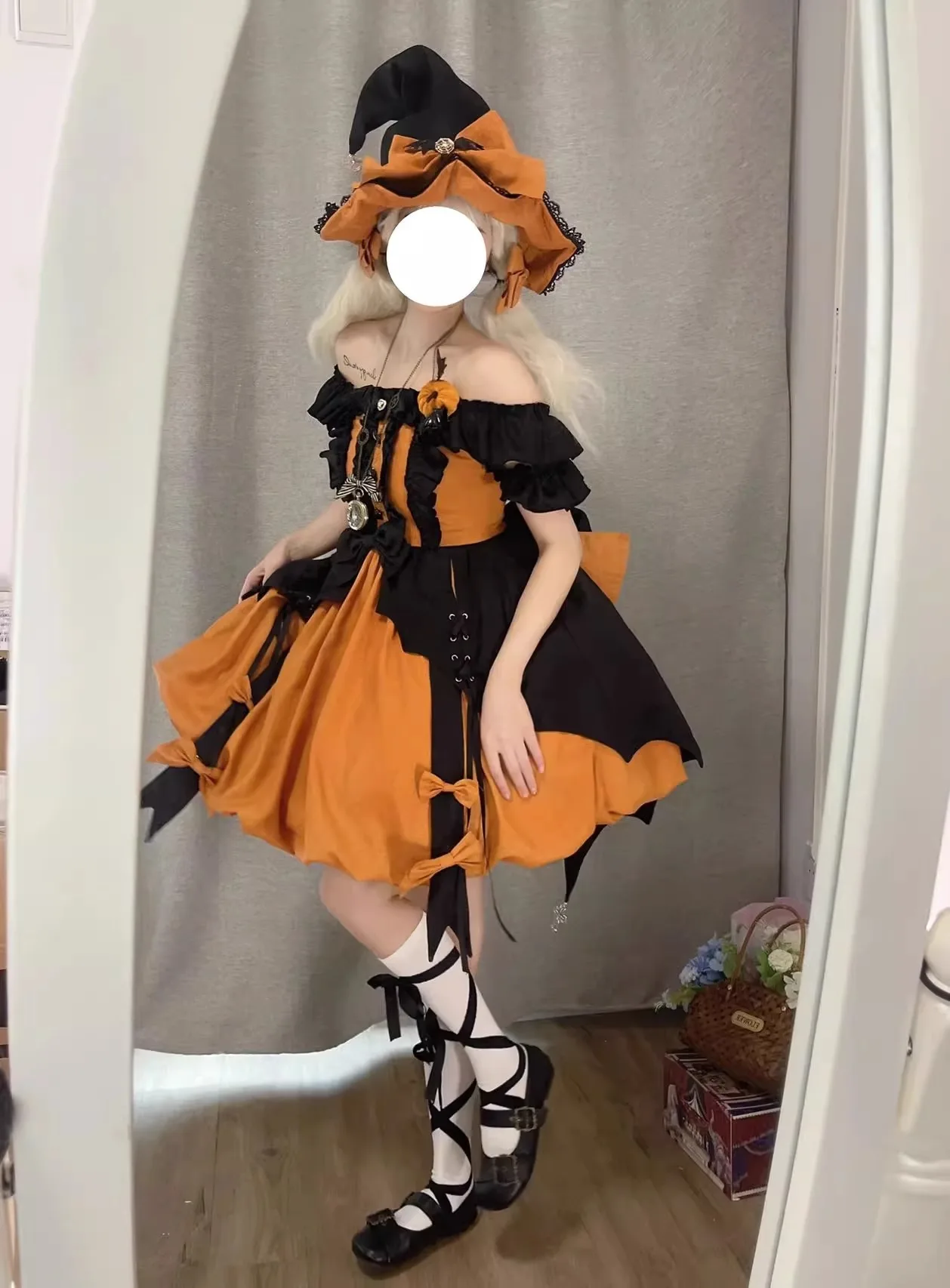 Vestido de Lolita de bruja pequeña de color calabaza, lindo y dulce, JSK